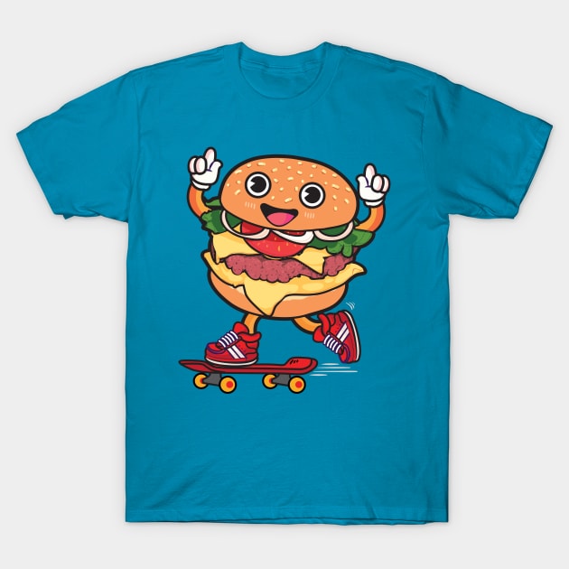 Skater Burger T-Shirt by Plushism